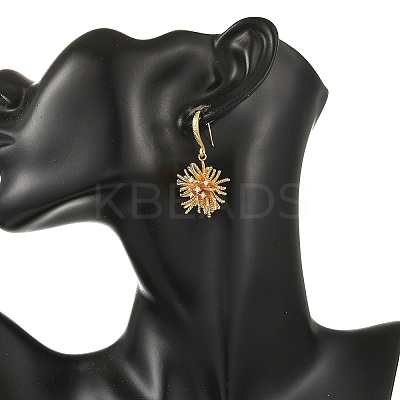 Brass Micro Pave Clear Cubic Zirconia Dangle Earrings for Women EJEW-JE07502-1