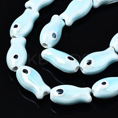 Handmade Porcelain Ceramic Beads Strands PORC-T006-03O-1
