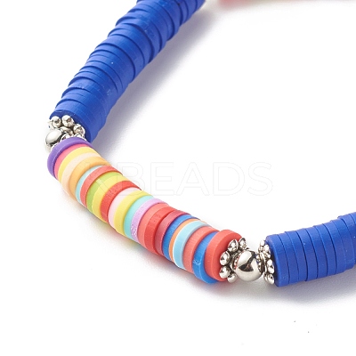 Handmade Polymer Clay Heishi Beads Stretch Bracelet BJEW-JB07372-1