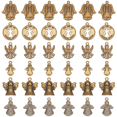 60PCS 6Style Angel Tibetan Style Alloy Pendants TIBEP-PH0001-64-1