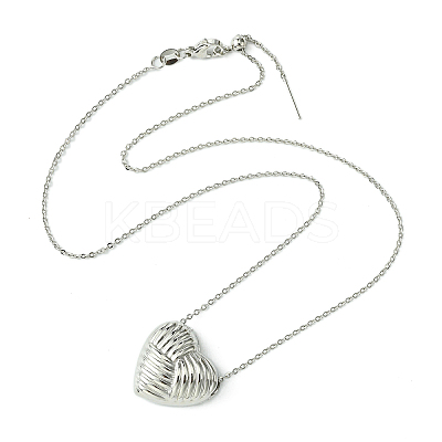 Rack Plating Brass Heart Pendant Necklaces for Women NJEW-G139-01P-1