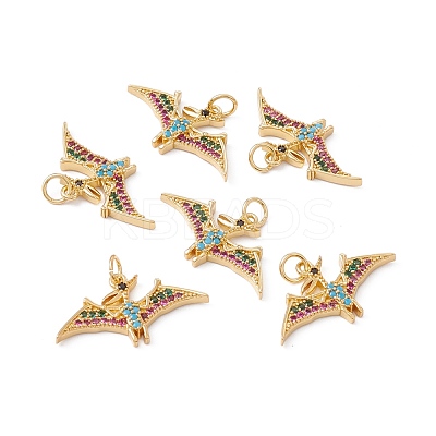 Rack Plating Brass Micro Pave Colorful Cubic Zirconia Pendants ZIRC-C040-48F-G-1