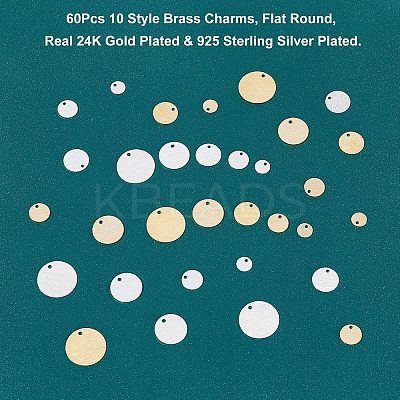60Pcs 10 Style Brass Charms KK-PH0004-72-1
