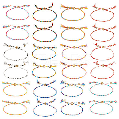 24Pcs 12 Colors Bohemian Braided Polyester Cord Bracelet Making MAK-TA0001-34-1
