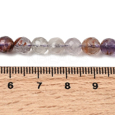 Natural Purple Phantom Quartz Purple Lodolite Quartz Round Beads Strands G-Z127-B01-6mm-1