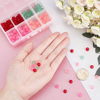 4 Strands 4 Colors Spray Painted Glass Beads Strands FGLA-PH0001-02-1