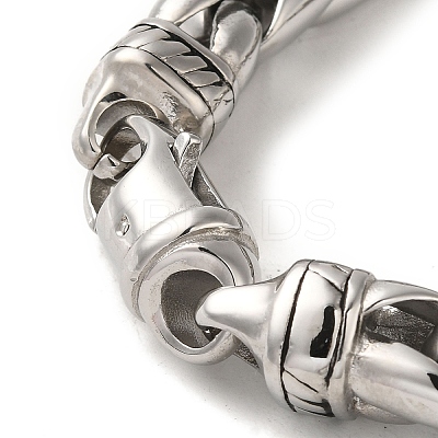 Non-Tarnish 304 Stainless Steel Chunk Wheat Chain Bracelets for Women Men BJEW-Q341-08P-1