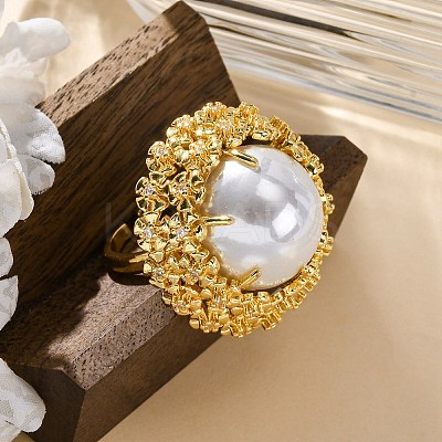 Brass Cuff Rings for Women RJEW-Q009-10G-1