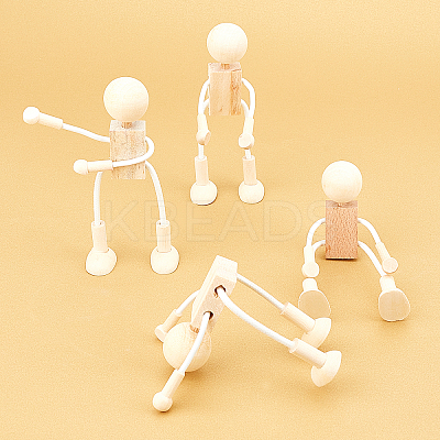 Unfinished Blank Wooden Robot Toys DIY-WH0097-05-1