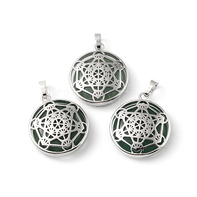 Natural Green Aventurine Pendants G-P498-04P-28-1