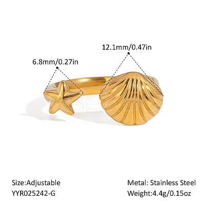 Ocean Themes Stainless Steel Cuff Rings CD7361-2-1