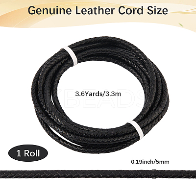 Braided Leather Cord with Core WL-CL0001-01A-1
