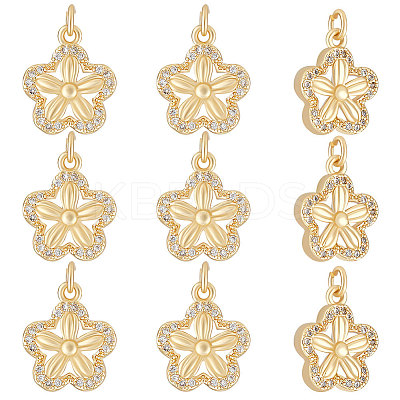 10Pcs Brass Micro Pave Clear Cubic Zirconia Charms ZIRC-BBC0001-87-1