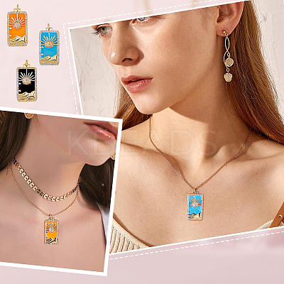 6Pcs 3 Colors Rack Plating Brass Micro Pave Clear Cubic Zirconia Pendants KK-DC0001-03-1