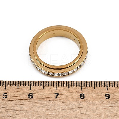 304 Stainless Steel Rhinestone Rotating Finger Rings RJEW-A074-01B-G-1