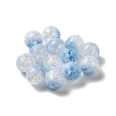 Duotone Spray Painted Crackle Acrylic Beads OACR-G029-02E-1