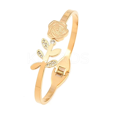 304 Stainless Steel Micro Pave Rhinestone Hinged Bangles for Women BJEW-E113-03G-1