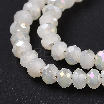 Half Plated Faceted Rondelle Electroplate Imitation Jade Glass Bead Strands X-EGLA-D020-3x2mm-05-1