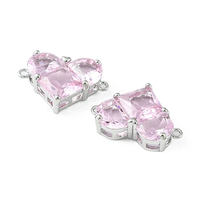 Brass Pave Cubic Zirconia Connector Charms KK-L208-04P-03-1