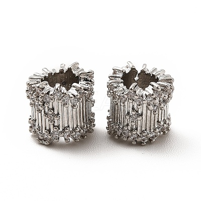 Rack Plating Brass Micro Pave Cubic Zirconia European Beads KK-C010-42-1