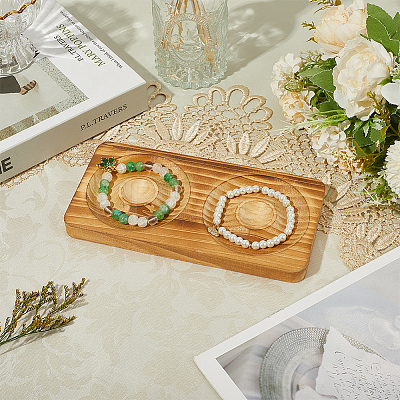 Beech Wooden Jewelry Bracelet Finger Ring Diplay Holder Tray ODIS-WH0010-02J-02-1