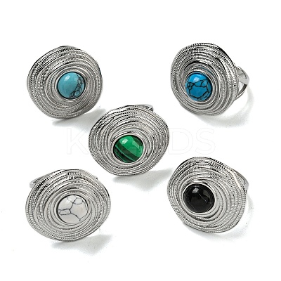 304 Stainless Steel Open Cuff Rings STAS-Z060-13P-1