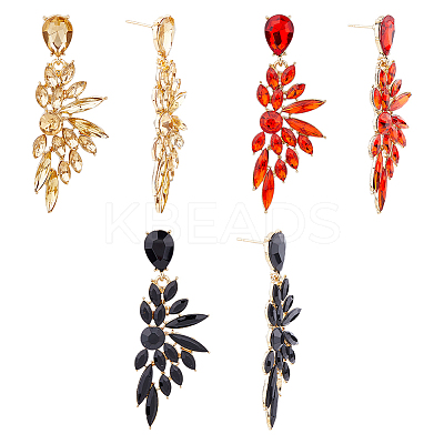 3 Pairs 3 Colors Resin Wing Dangle Stud Earrings EJEW-FI0002-17-1