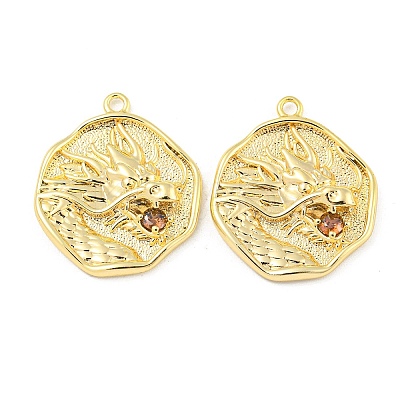 Brass Micro Pave Cubic Zirconia Pendants KK-P258-19G-02-1