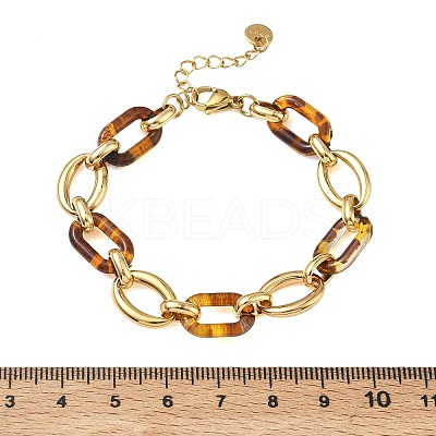 304 Stainless Steel & Resin Oval Link Chain Bracelets for Women BJEW-A169-10G-1