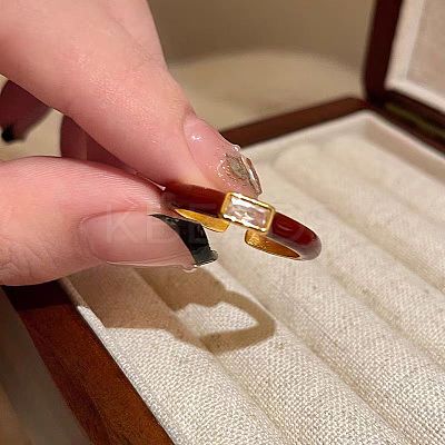 Zinc Alloy Enamel with Crystal Rhinestone Cuff Open Rings FS-WG5D95C-03-1