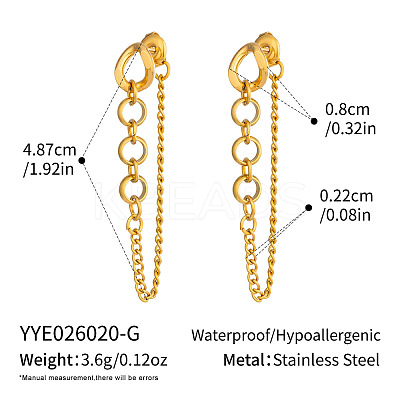 304 Stainless Steel Chain Tassel Stud Earrings for Women IO3537-1-1
