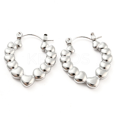 Non-Tarnish Heart Bubble 304 Stainless Steel Hoop Earrings for Women EJEW-C067-12P-1