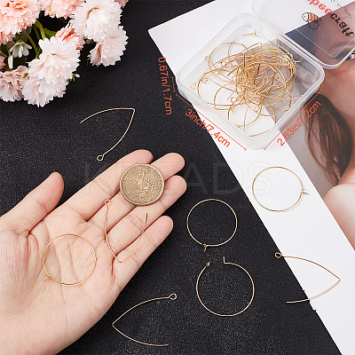 20Pcs Brass Earring Hooks & 20Pcs Hoop Earring Findings KK-BBC0005-42-1