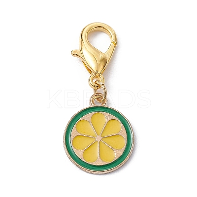 Fruits Alloy Enamel Pendant Decorations HJEW-JM01495-1