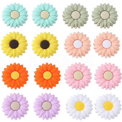 16Pcs 8 Colors Food Grade Eco-Friendly Silicone Focal Beads SIL-SC0001-60-1