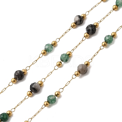 Handmade Natural Indian Agate & Synthetic Howlite & 316 Stainless Steel Round Link Chains CHS-L033-07G-02-1