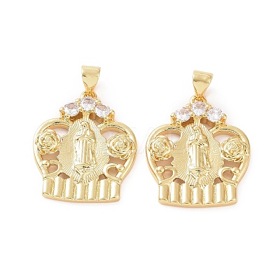 Brass Micro Pave Cubic Zirconia Pendants ZIRC-P106-20G-1
