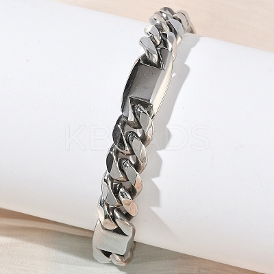304 Stainless Steel Cuban Link Chain Bracelets for Women BJEW-G779-04B-P-1