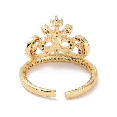 Clear Cubic Zirconia Crown Open Ring RJEW-P032-28G-1