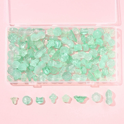 120Pcs 8 Styles Spray Painted Transparent Glass Beads GLAA-FS0002-22-1
