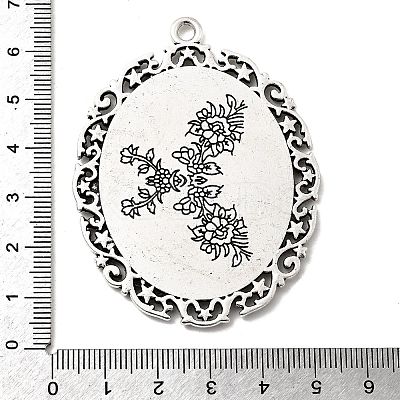 Tibetan Style Alloy Big Pendant Cabochon Settings TIBEP-553-AS-FF-1