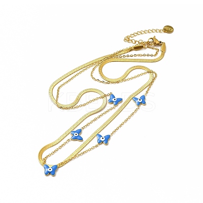 Ion Plating(IP) 304 Stainless Steel Enamel Butterfly Charm Necklaces NJEW-C032-01G-1