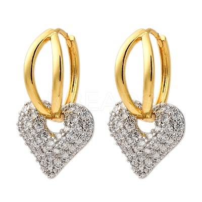 Brass Micro Pave Clear Cubic Zirconia Hoop Earrings EJEW-D322-08PG-02-1