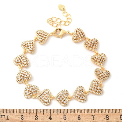 Brass Micro Pave Clear Cubic Zirconia Link Chain Bracelets BJEW-M053-02G-1