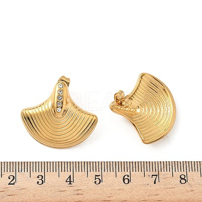 304 Stainless Steel Cubic Zirconia Stud Earrings EJEW-G444-03A-G-1