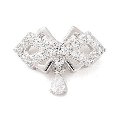 925 Sterling Silver Clear Cubic Zirconia Bowknot with Teardrop Multi-Strand Links STER-M094-01P-1