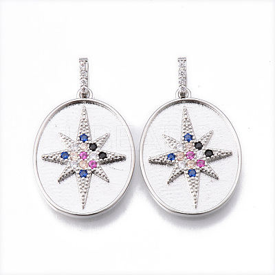 Brass Micro Pave Cubic Colorful Zirconia Pendants KK-N232-170P-NF-1