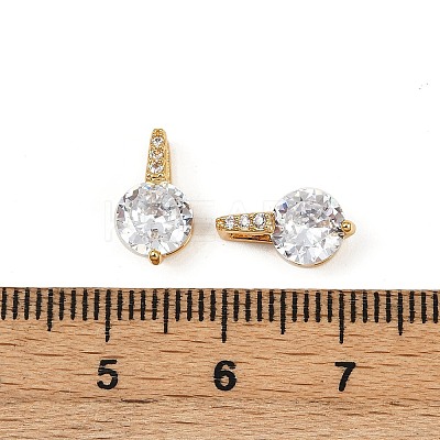 Brass Micro Pave Clear Cubic Zirconia Charms KK-B137-21G-01-1