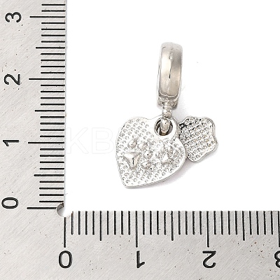 Rack Plating Alloy Light Rose Rhinestone European Dangle Charms PALLOY-S189-29P-1