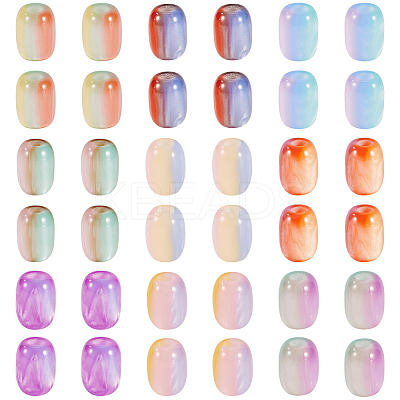 36Pcs 9 Colors Triple Color Resin European Beads RESI-TA0004-41-1